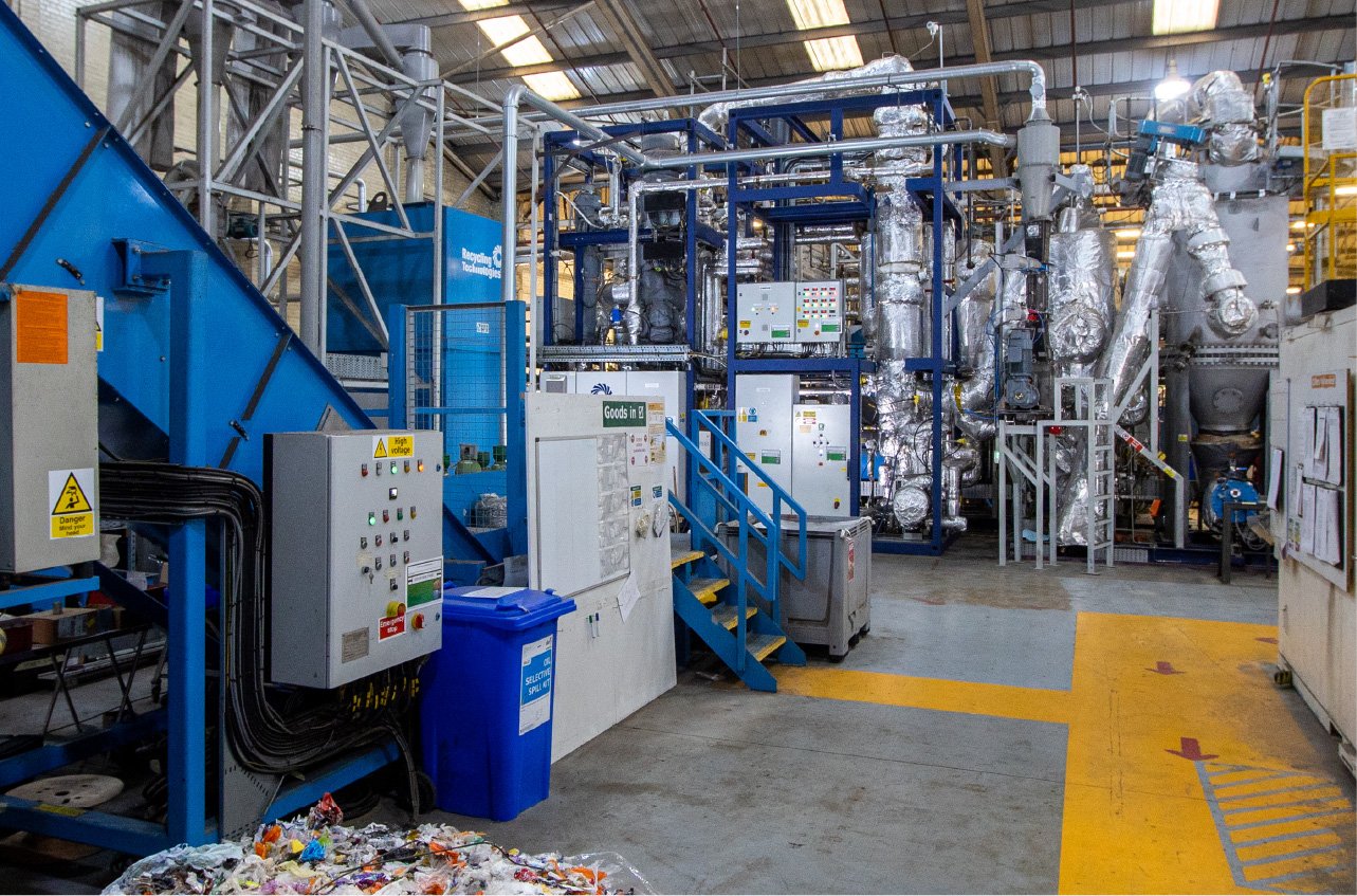 Photo of the Recycling Technologies Beta plant in Swindon showing the plastic preparation module